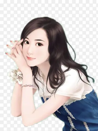 长卷发精致少女手绘
