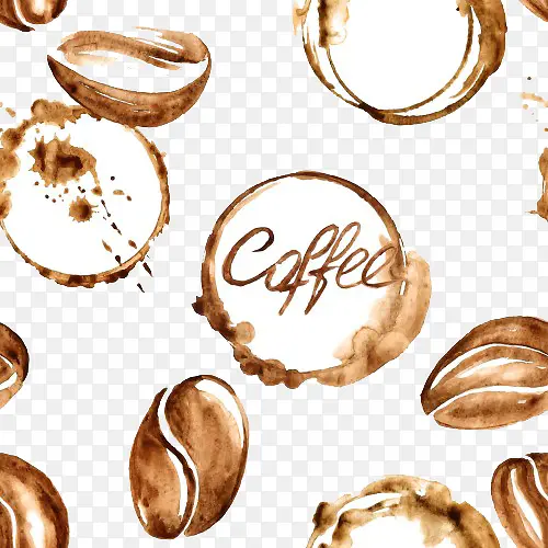 咖啡豆手绘背景素材