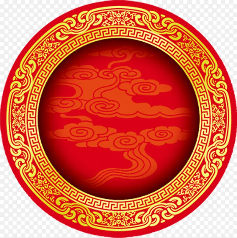 中国风黄红色花纹装饰