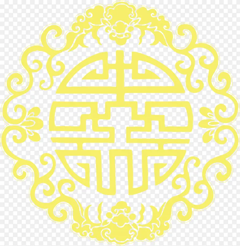 黄色中国春节花纹