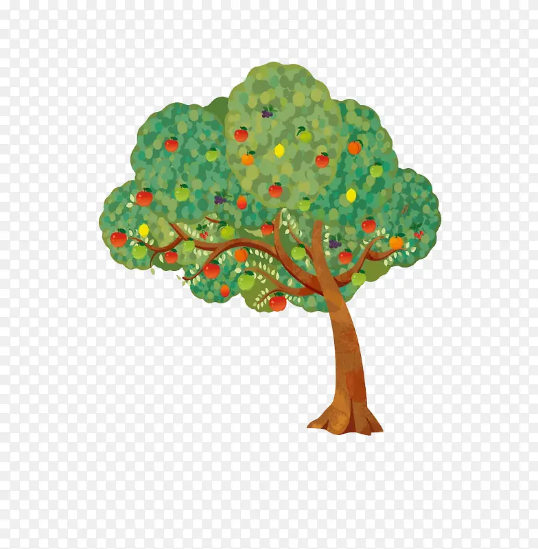手绘水彩绘画植物果树
