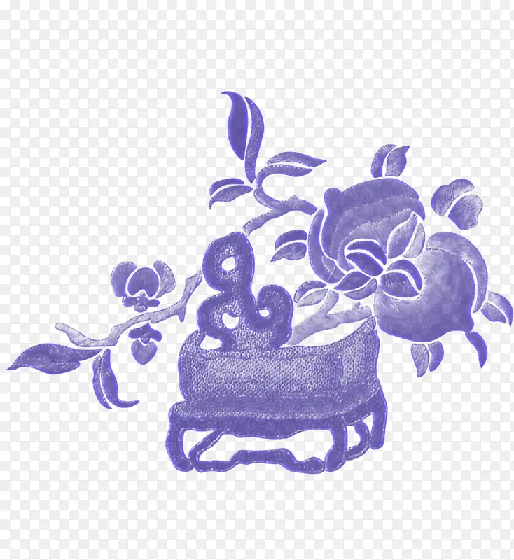 青花水墨仙桃