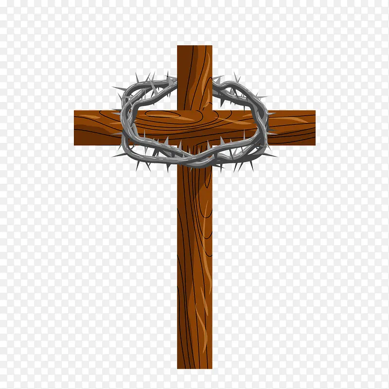 卡通耶稣捆绑十字架藤条