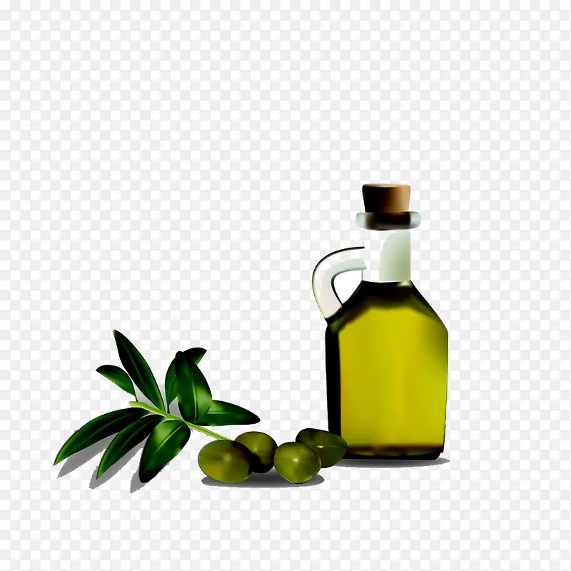 橄榄与橄榄油瓶