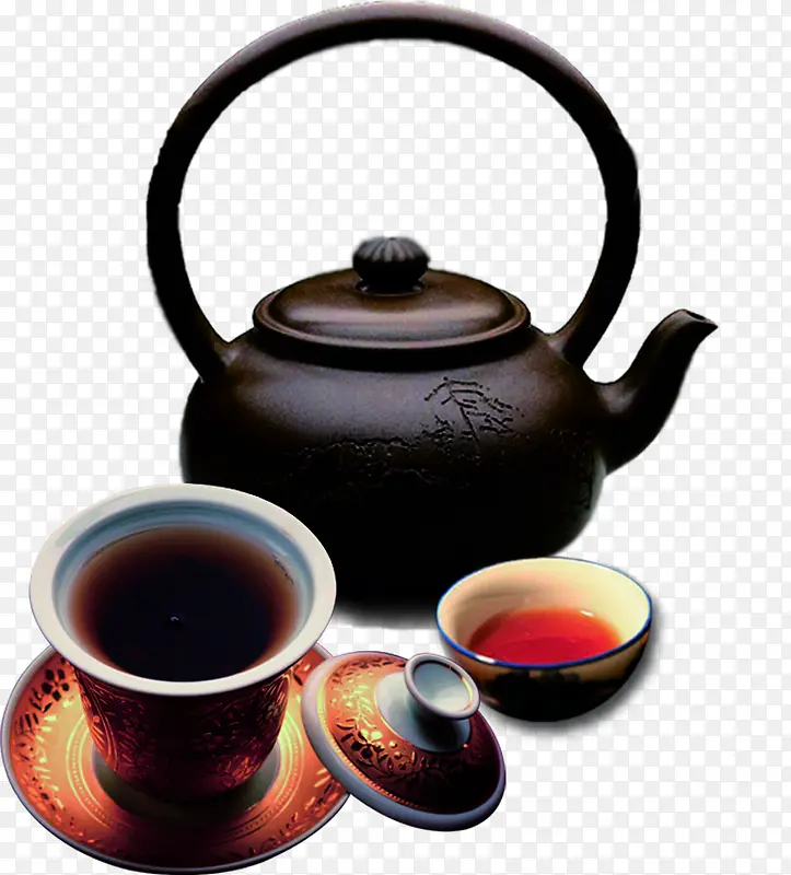 中国风茶壶海报展板装饰