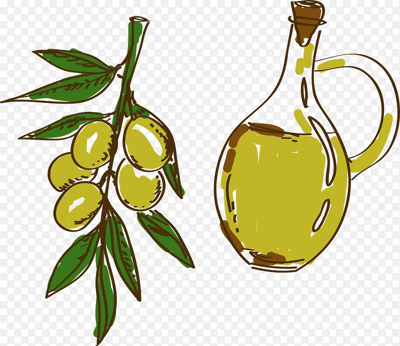 卡通手绘橄榄橄榄油