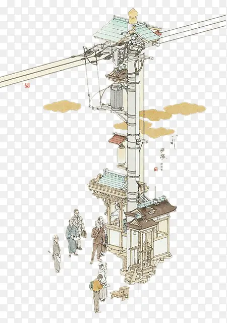 日本插画-电线杆