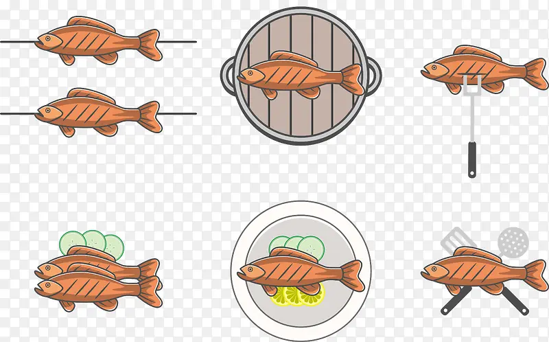 卡通烤鱼