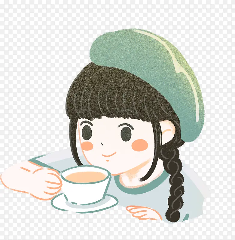 小女孩喝茶 喝饮料 喝奶茶 喝咖啡