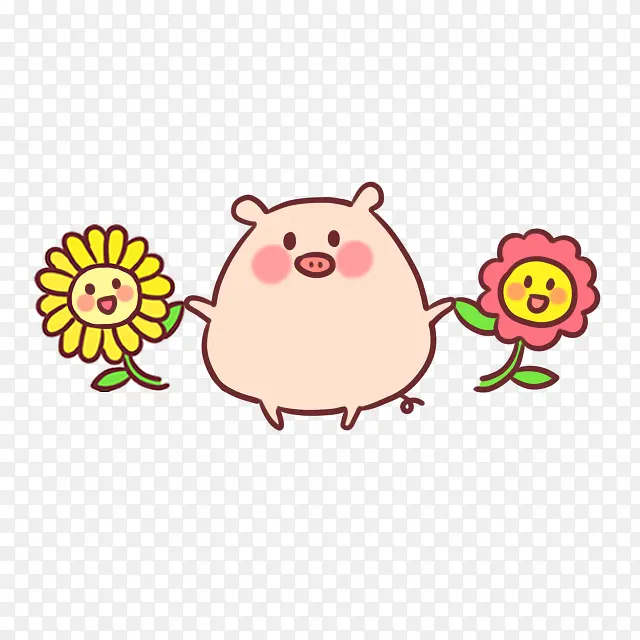 小猪向日葵素材