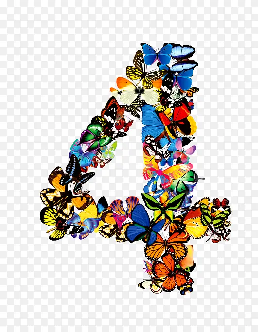艺术蝴蝶创意数字4
