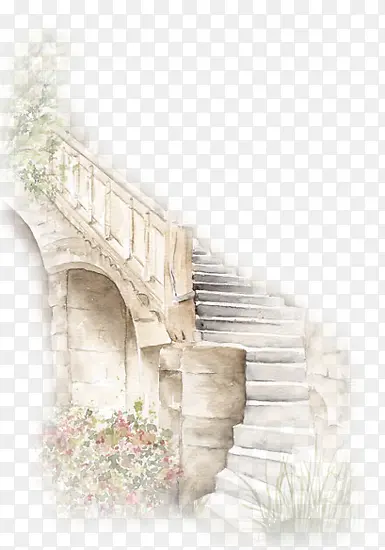 手绘阶梯风景图