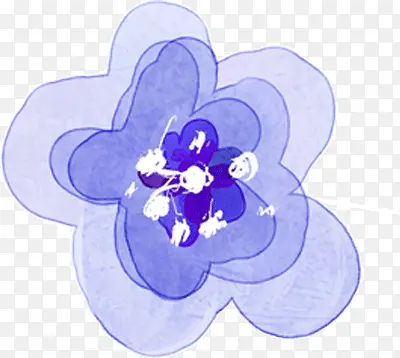 水墨画中的蓝花