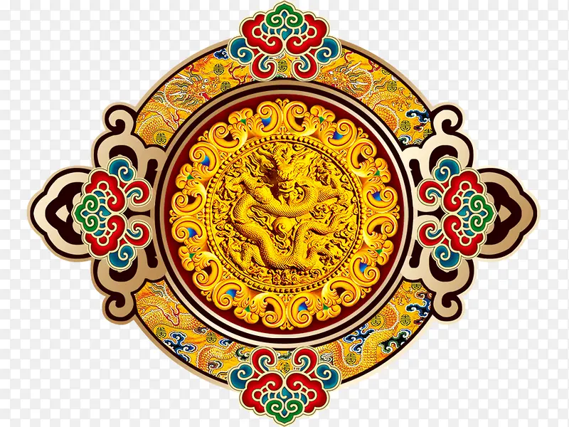 古风金色龙形图案