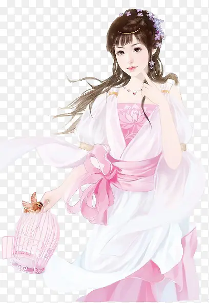 粉红衣服美女装饰彩绘立绘