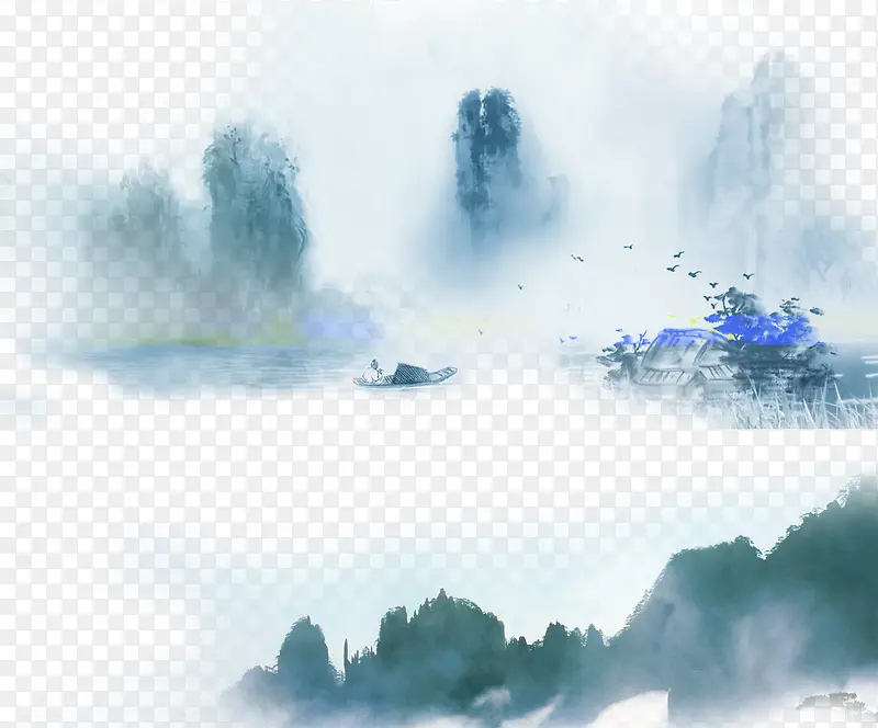 水墨山水PNG图片素材下载_图片编号yanzwbxa-免抠素材网
