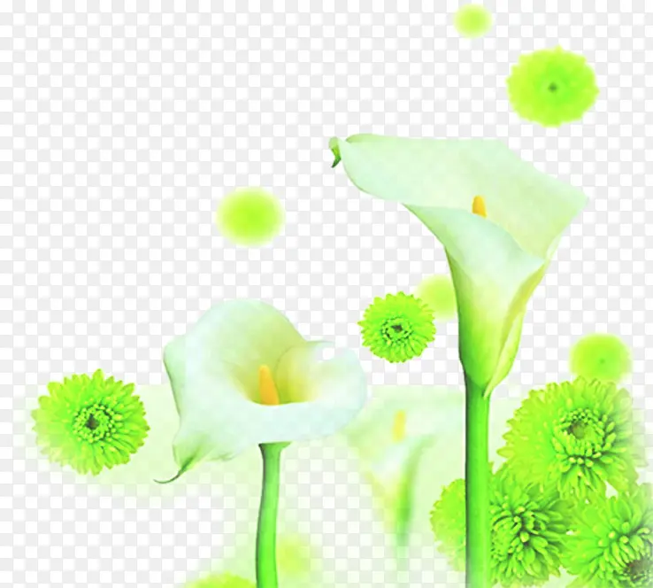 手绘绿色花朵医院装饰