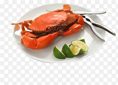 放在餐盘里面的螃蟹