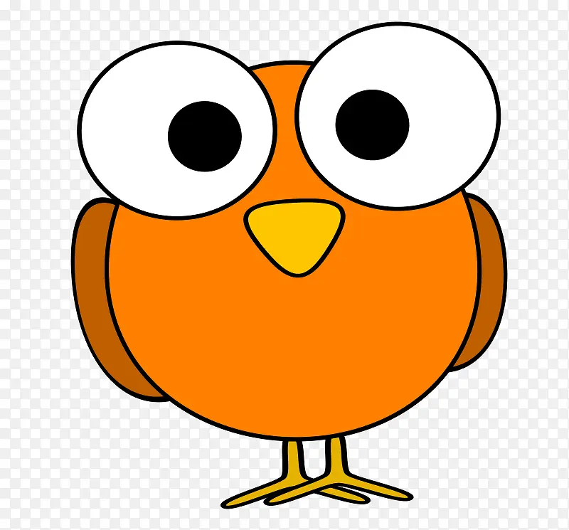 橘色的卡通大眼睛鸟