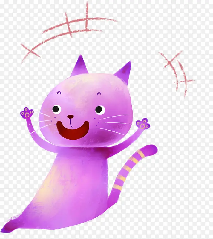 粉色猫咪手绘卡通插画