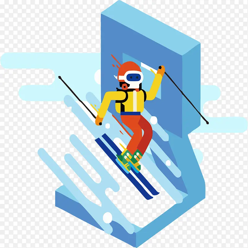 蓝色商务滑雪