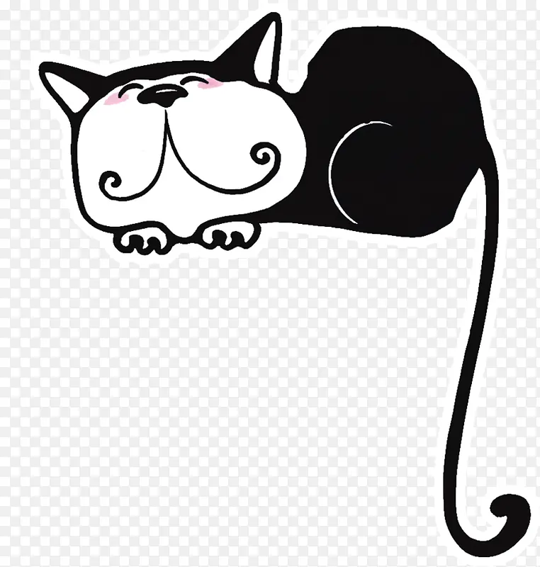 黑色手绘艺术猫咪