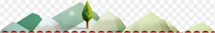 手绘绿色卡通山峰装饰