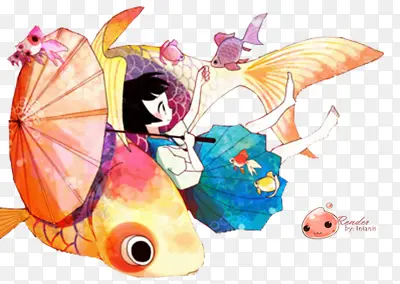 鱼儿撑伞少女漫画
