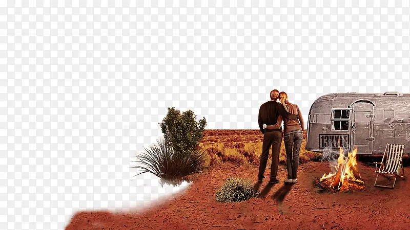 荒野沙漠旅游男女素材