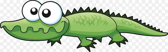 卡通大眼绿色鳄鱼图案