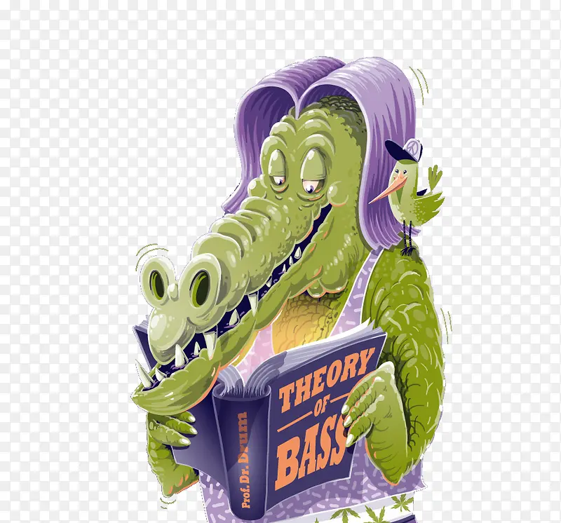 卡通看书鳄鱼