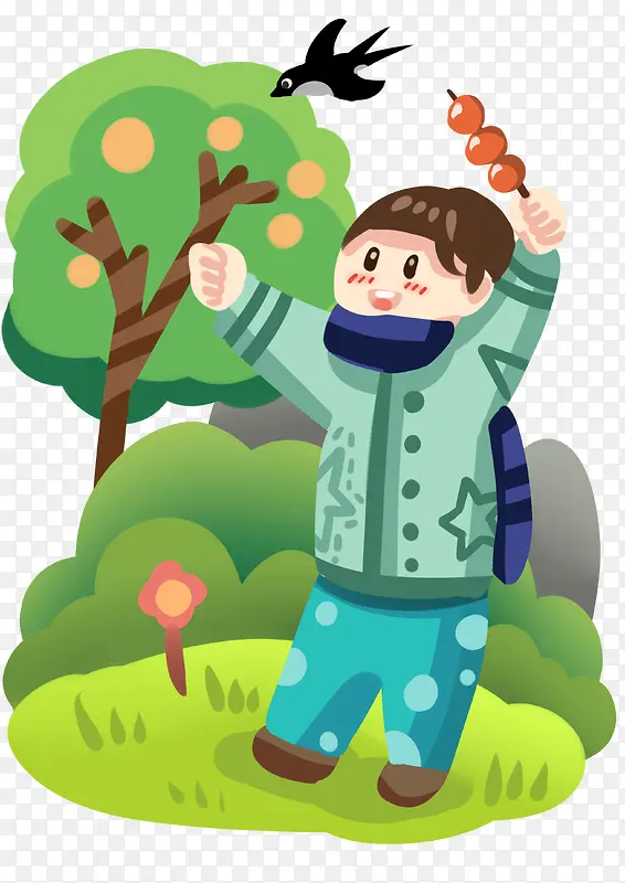 男孩稀缺糖葫芦