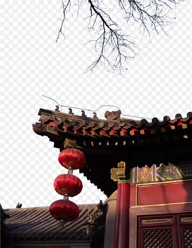 中式屋檐传统免抠建筑