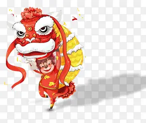 春节卡通舞狮人物