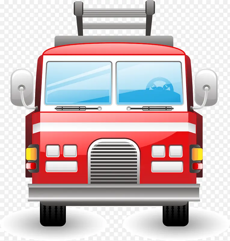 手绘红色大型消防车图案