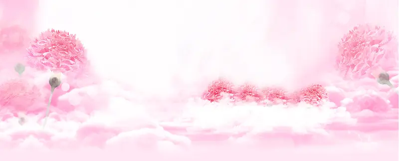 粉色云层上的康乃馨海报背景