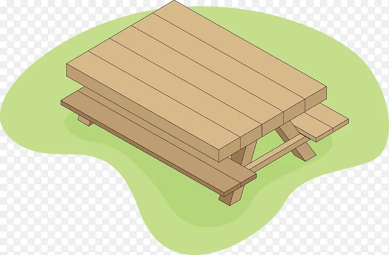 木质一体桌椅矢量图