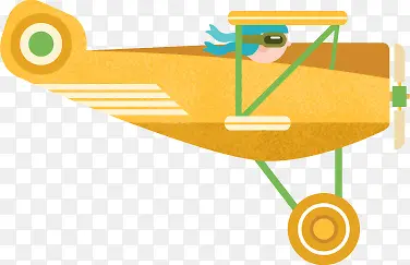 卡通人物驾驶黄色飞机
