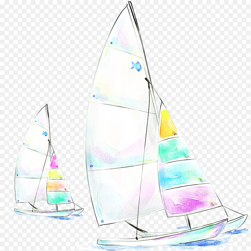 手绘水彩帆船设计