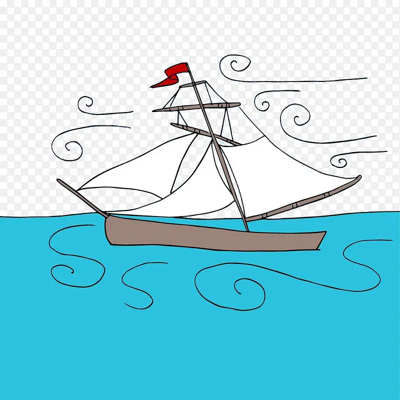 手绘帆船