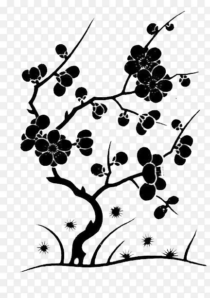 黑白花树装饰