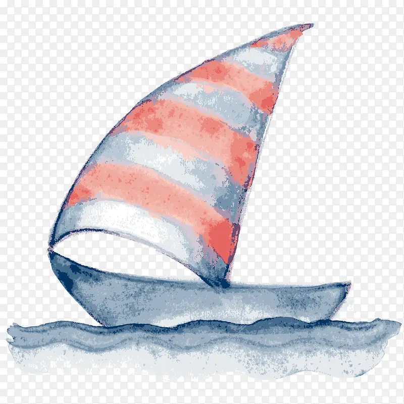 灰色卡通手绘帆船