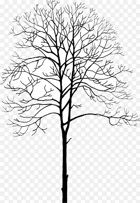 黑色手绘立体树木