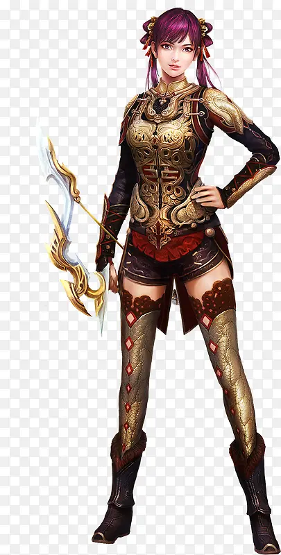游戏原画拿着弓的美女战士