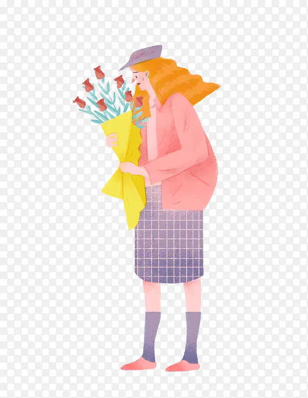 创意手绘女人玫瑰