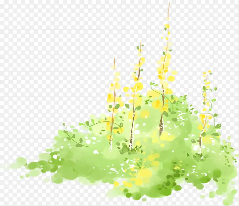 手绘黄绿色夏季植物