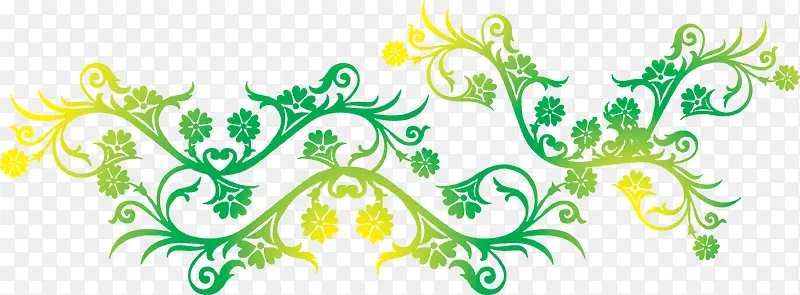 黄绿色手绘花纹装饰