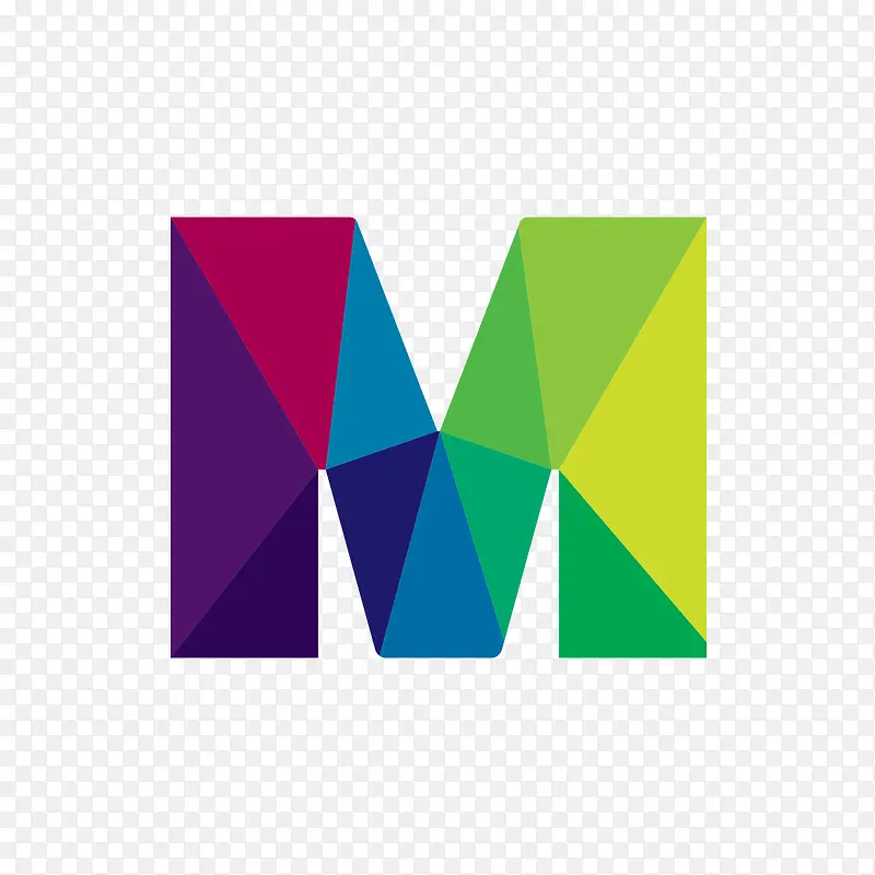 蓝绿紫色拼色字母M