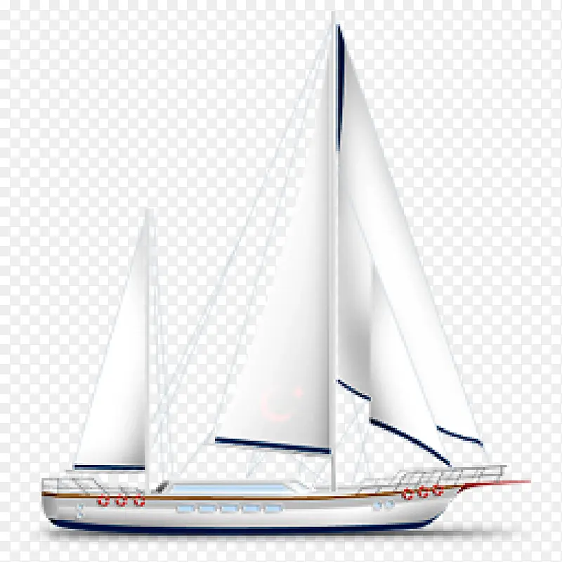 白色帆船素材手绘