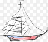 可爱水墨艺术帆船